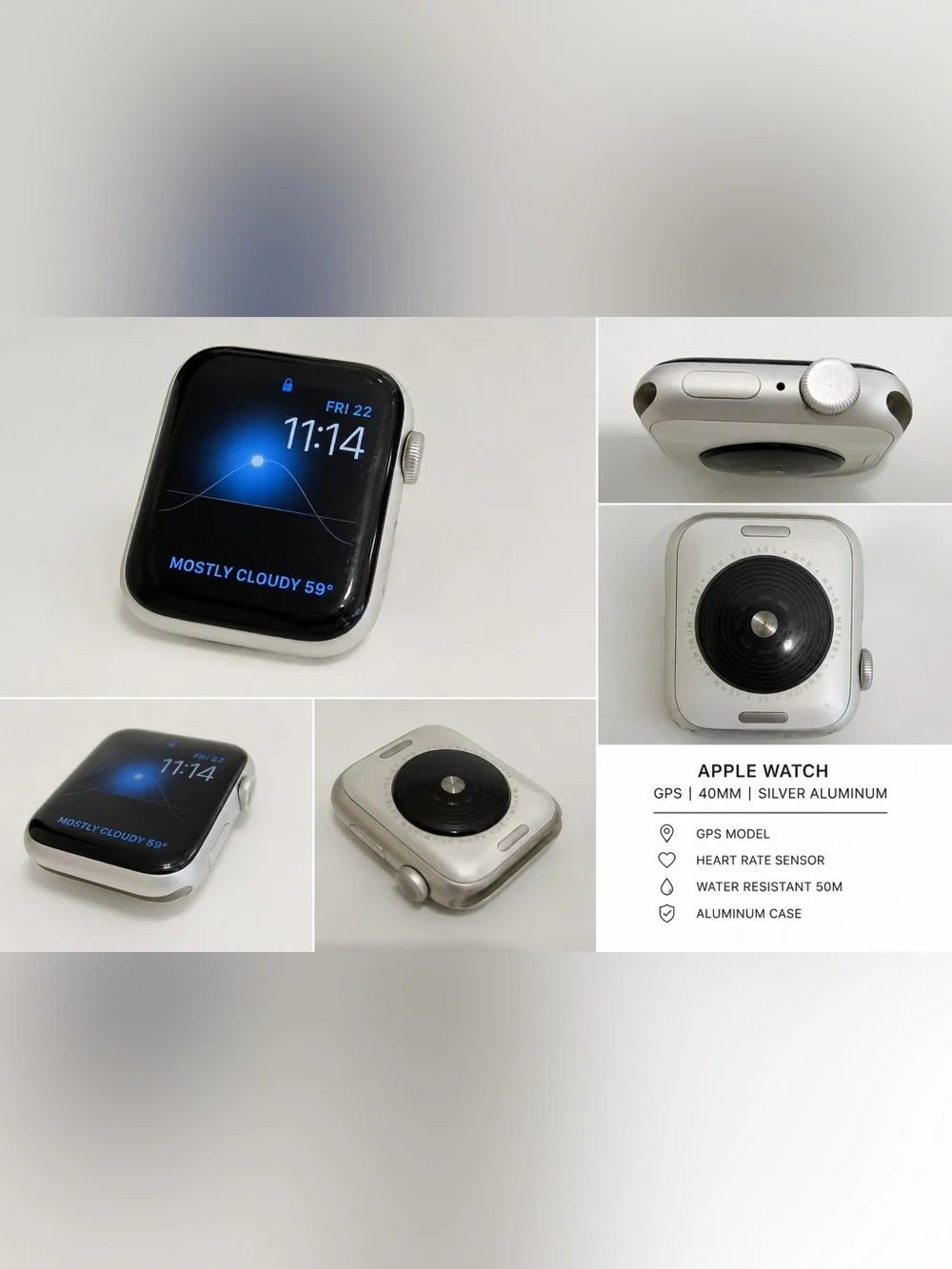 Apple Watch Silver Aluminum GPS 40mm Smartwatch | Good Used Condition